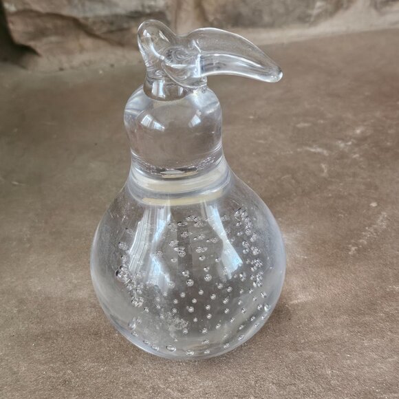Vintage Decorative Crystal Clear Art Glass Pear Paperweight - Picture 5 of 7